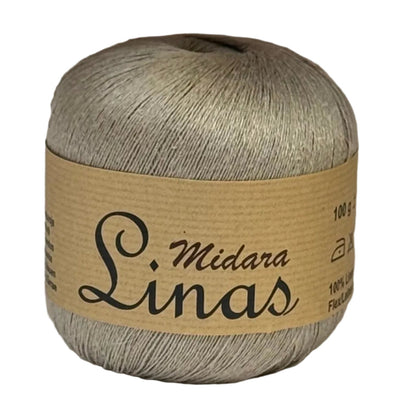 Image de fils Midara Linas en laine et lin – 100 g/600 m – disponible chez Šarlotes audumi