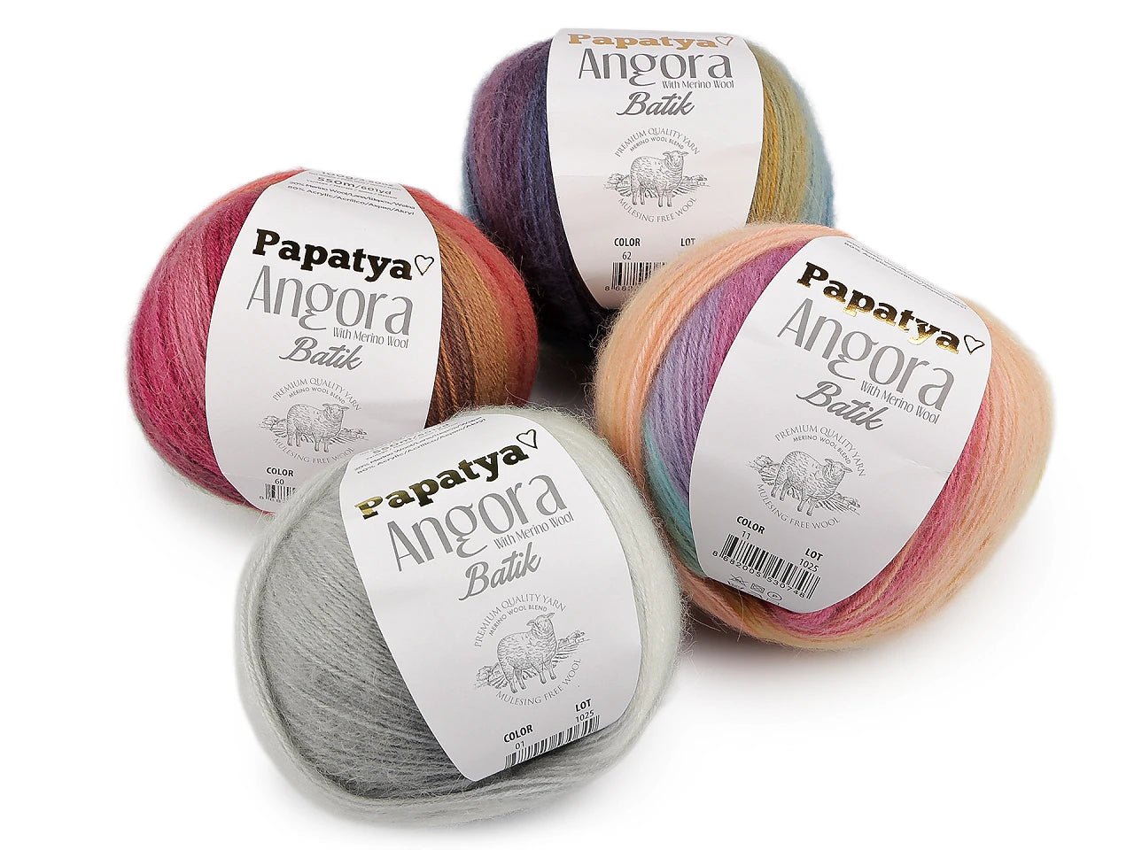 Bild mit Papatya Angora Batik Garn 100g / 550m – erhältlich bei Šarlotes audumi