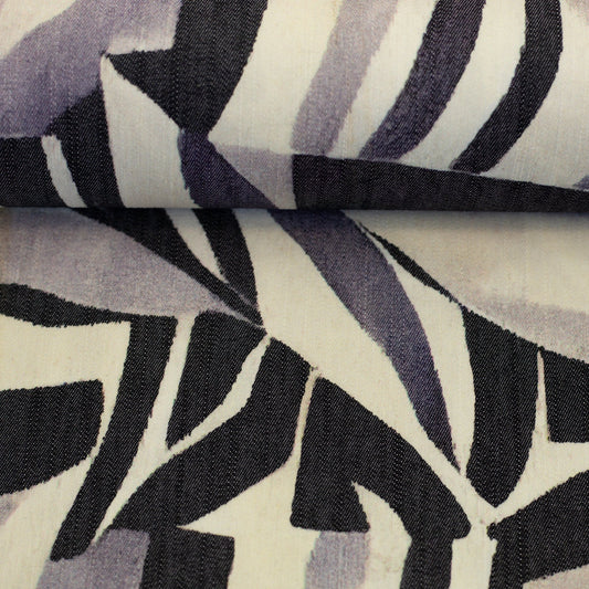 Bild mit Jeansstoff mit abstraktem Muster – schwarz, grau und weiß, 190 g/m² – erhältlich bei Šarlotes audumi