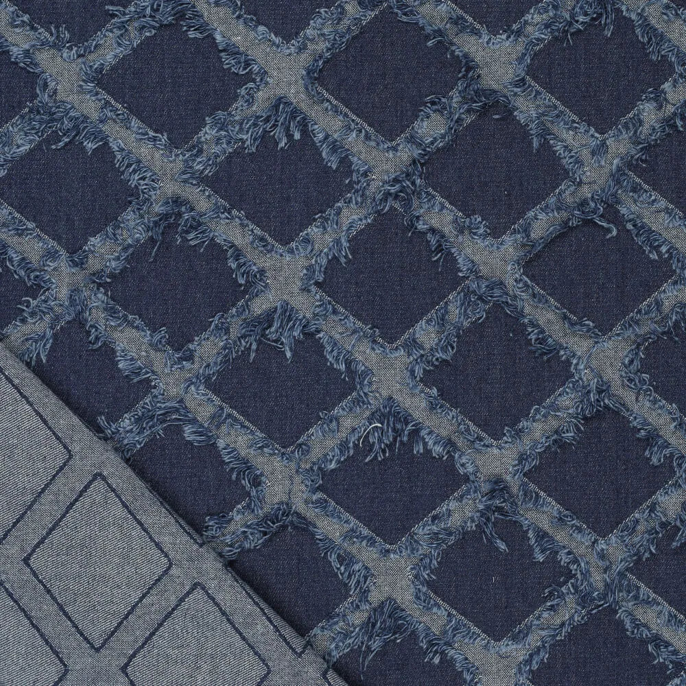 Tissu denim avec élasthanne, franges décoratives, 360 g/m² – disponible chez Šarlotes audumi