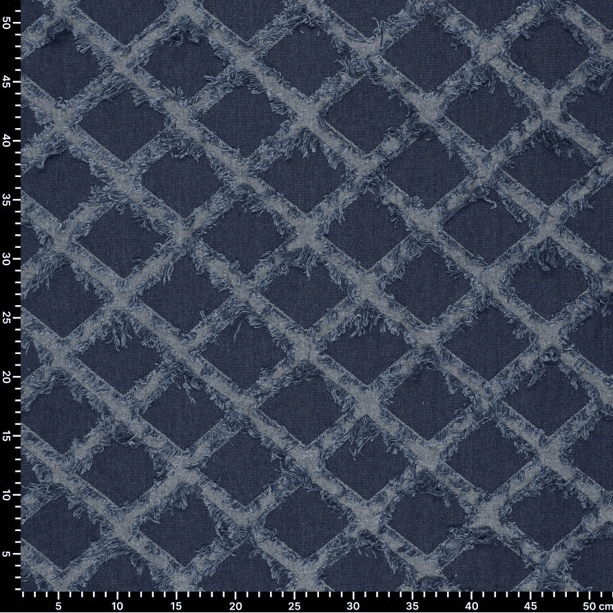 Image de tissu denim avec élasthanne, franges décoratives, 360 g/m² – disponible chez Šarlotes audumi
