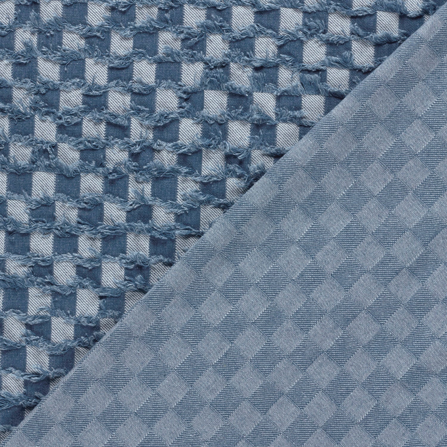 Attēls ar Džinsu audums - rūtains ar bārkstim 345 g/m² – pieejams Šarlotes audumi