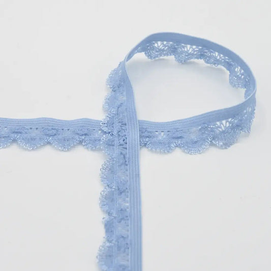 Attēls ar Elastīga gumija, mežģīne 2 cm - gaiši zila – pieejams Šarlotes audumi