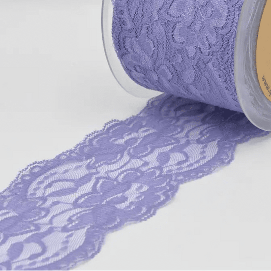 Attēls ar Elastīgā mežģīne 10 cm - ceriņu – pieejams Šarlotes audumi