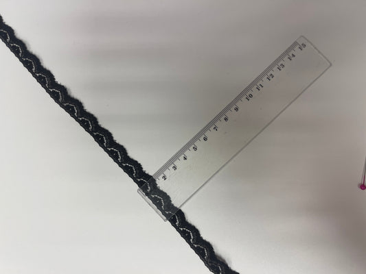 Bild von elastischer Spitze 1,1 cm – kohlschwarz, online erhältlich bei Šarlotes audumi