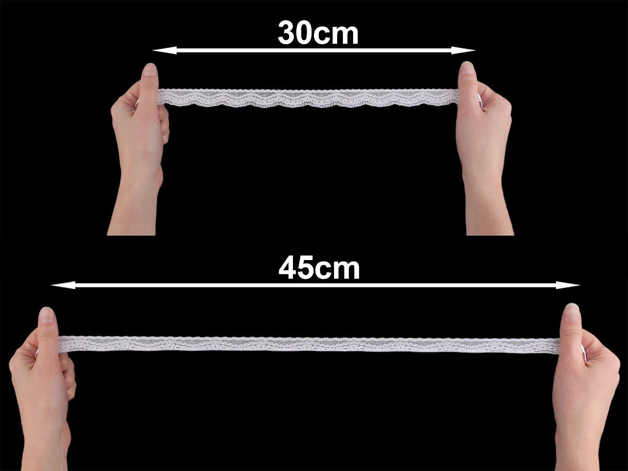 Attēls ar Elastīgā mežģīne 2,5 cm - balta – pieejams Šarlotes audumi