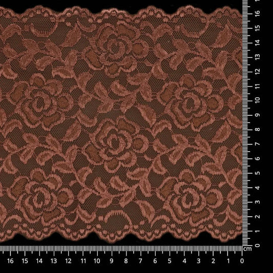 Attēls ar Elastīgā neilona mežģīne 16 cm - šokolādes – pieejams Šarlotes audumi