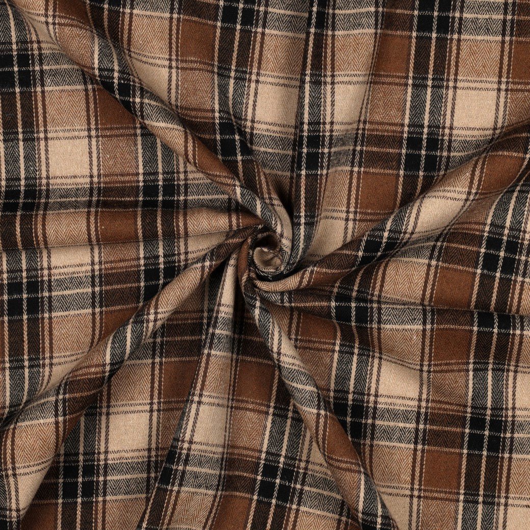 Image en flanelle à carreaux marron – disponible en ligne chez Šarlotes audumi
