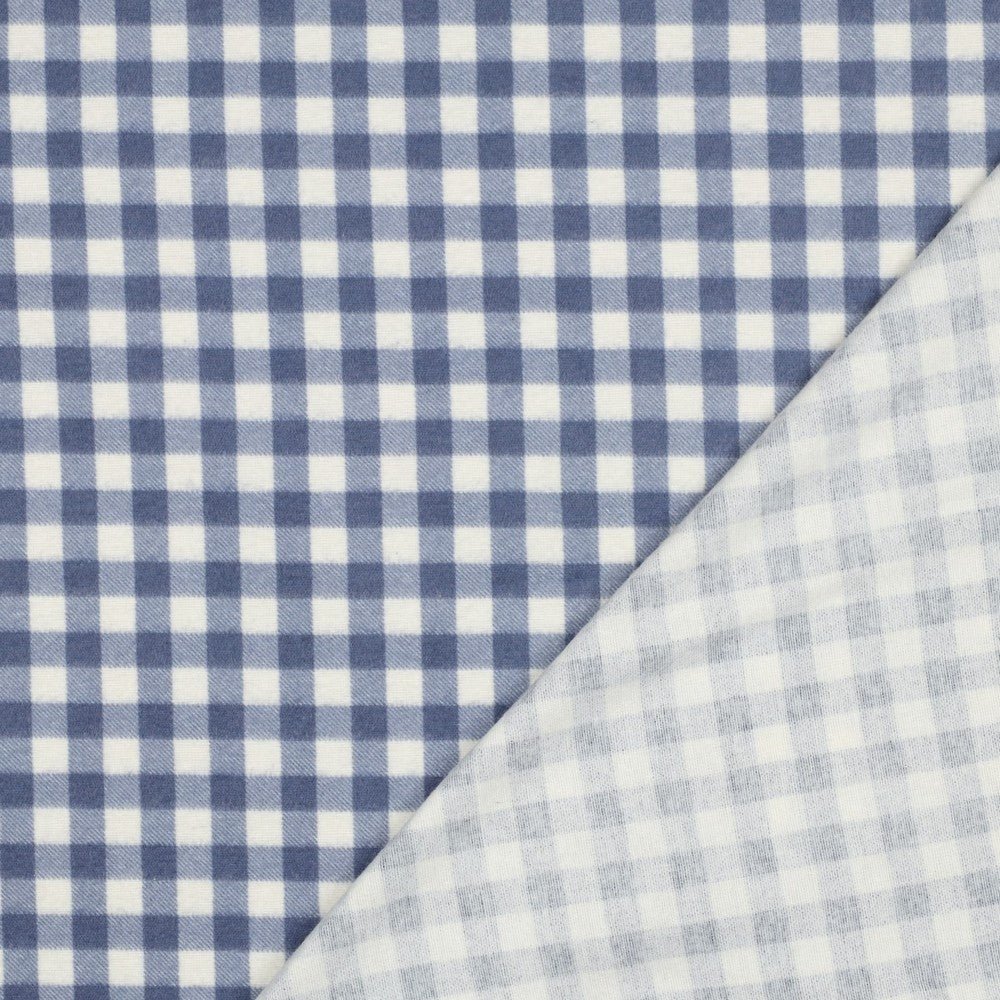 Attēls ar Flanelis - zils rūtains 165 g/m² – pieejams Šarlotes audumi