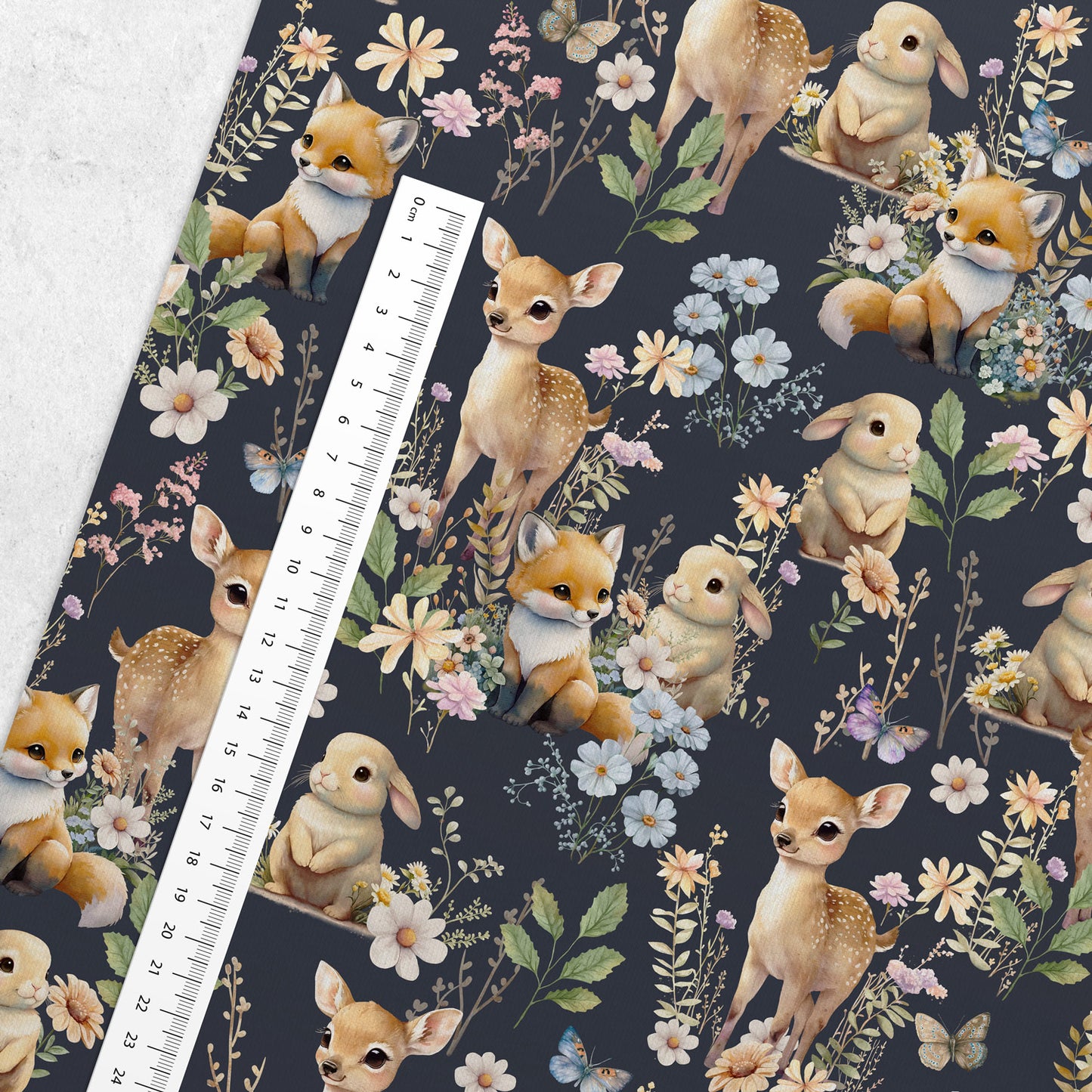 Knit terry cotton - bunny with fawn 250 g/m²