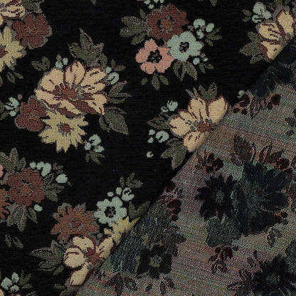 Image with tapestry - flowers with gold accents on black 420 g/m² – available at Charlote audumi