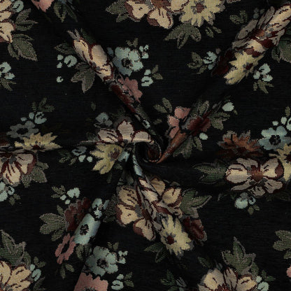 Image of tapestry - flowers with gold accents on black 420 g/m² – available at Šarlotes audumi
