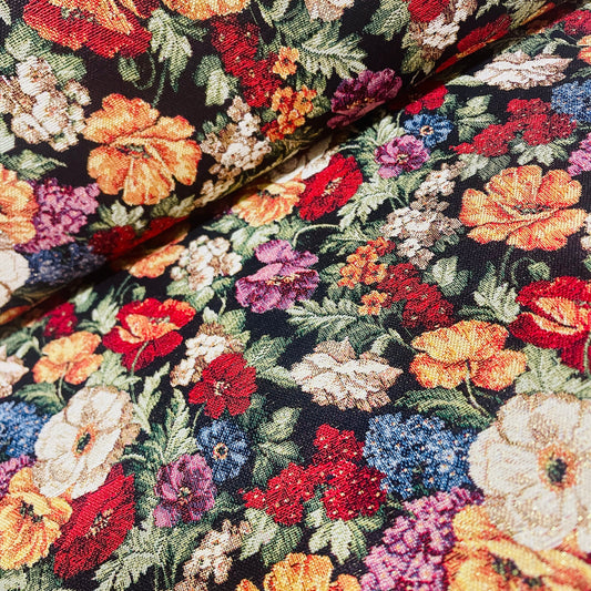 Image of tapestry - floral motif with gold accents 350 g/m² – available at Charlotte's Fabrics