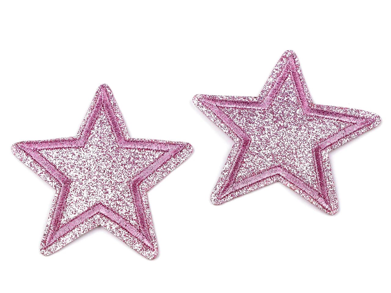Image with iron-on star patch | 2 pcs. 65 - 70 mm | assorted shades – available at Charlotte's Fabrics