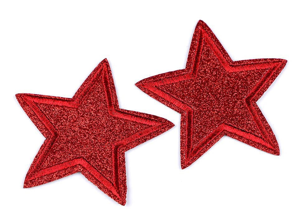 Image of iron-on star patches | 2 pcs. 65 - 70 mm | assorted shades – available at Charlotte's Fabrics
