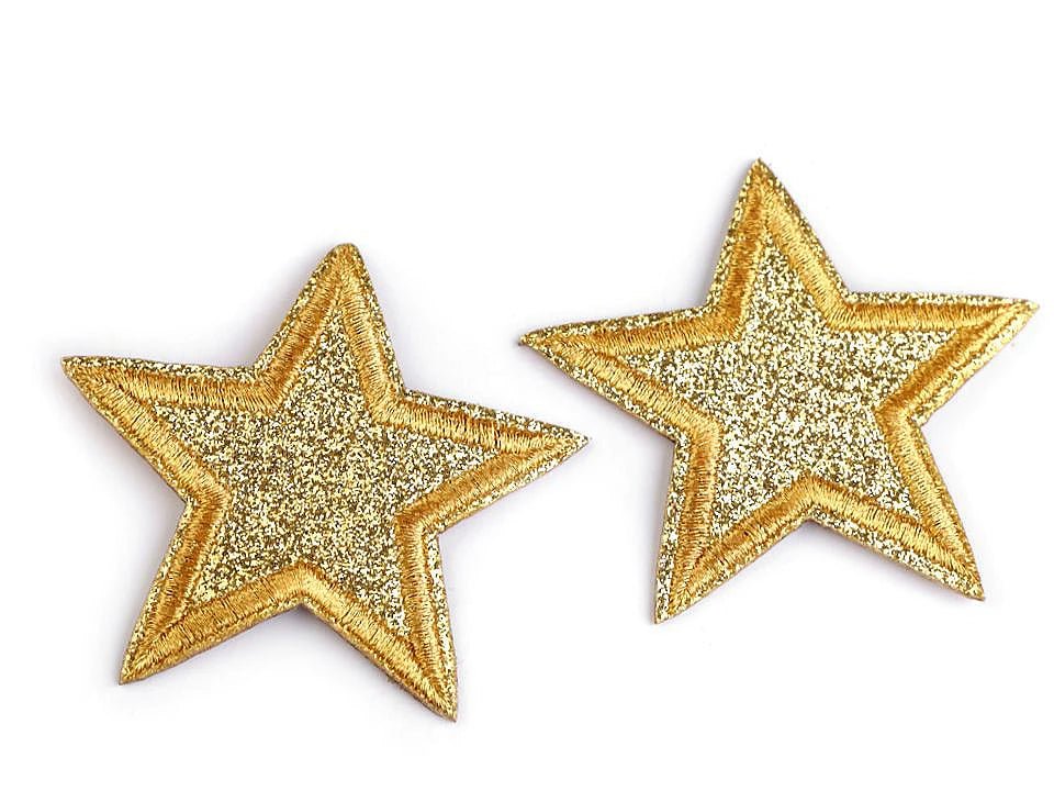 Image of iron-on star patch | 2 pcs. 65 - 70 mm | assorted shades – available at Šarlotes audumi