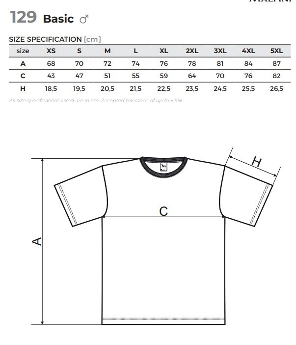 T-shirt Malfini 100% cotton 160 g/m² - white