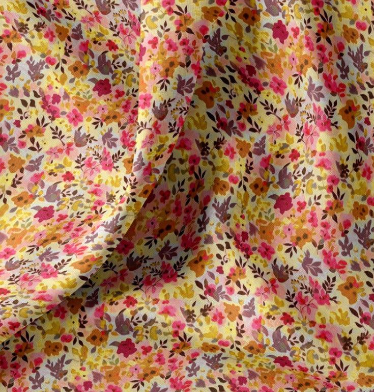 Tissu premium 100 % coton à fines fleurs 115 g/m²