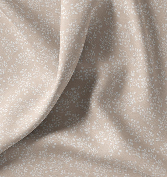 Popeline mit kleinen Blumen auf Beige