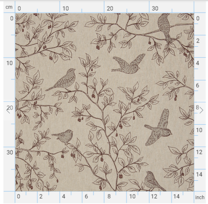 Kanvas audums-putni ar lapām 205 g/m²