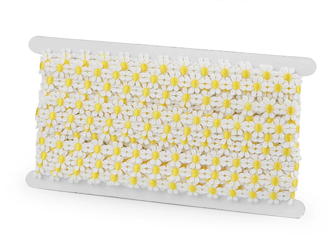 Attēls ar Izšūta dekoratīvā lente margrietiņas 15 mm – pieejams Šarlotes audumi