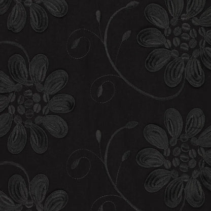 Image de tissu en coton brodé à motif floral noir – disponible en ligne chez Šarlotes audumi