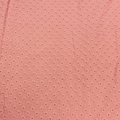 Tissu en coton brodé - motif fleuri vieux rose 110 g/m²