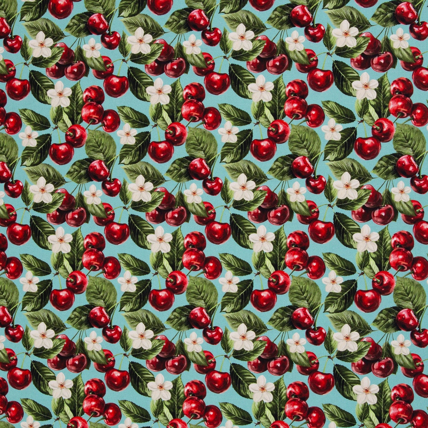 Canvas fabric with cherries 230 g/m² – available at Šarlotes audumi