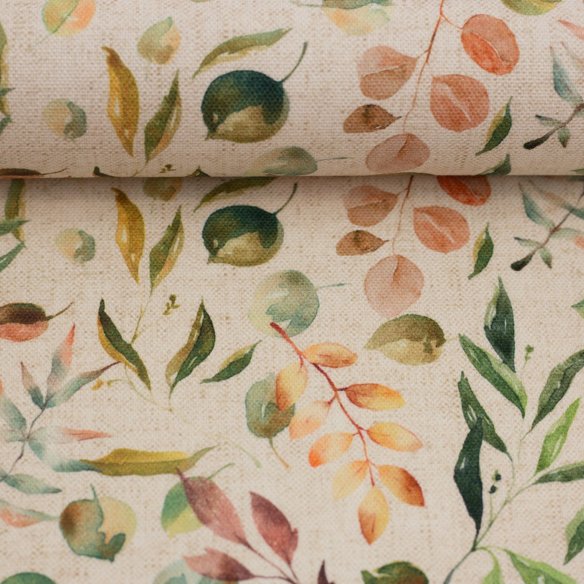 Image de tissu canvas - feuilles colorées 200 g/m² – disponible chez Šarlotes audumi