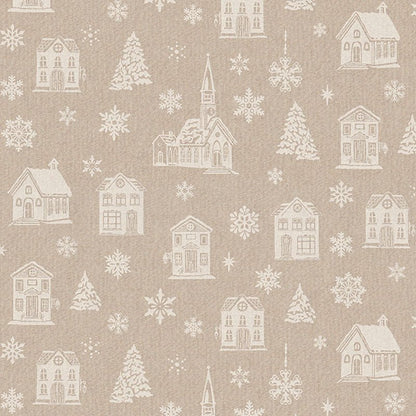 Toile, maisons en hiver – disponible en ligne chez Šarlotes audumi