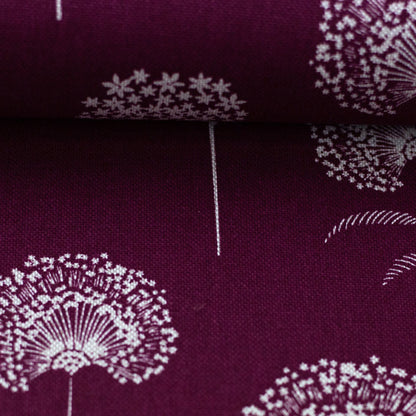Tissu canvas - achillées sur fond bordeaux 205 g/m² (Copie)