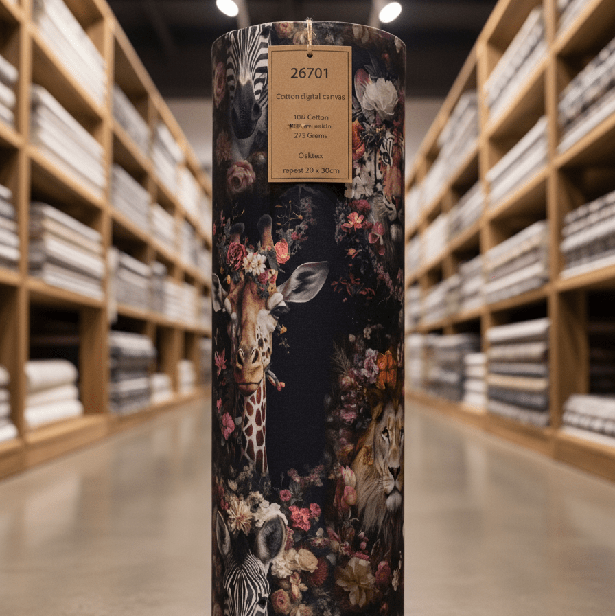 Attēls ar Kanvas audums - skaistie dzungļu zvēri 275 g/m² – pieejams Šarlotes audumi