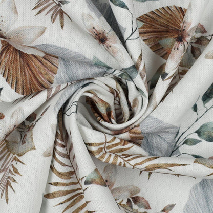 Toile en canvas à motif de feuilles tropicales sur fond blanc 190 g/m²