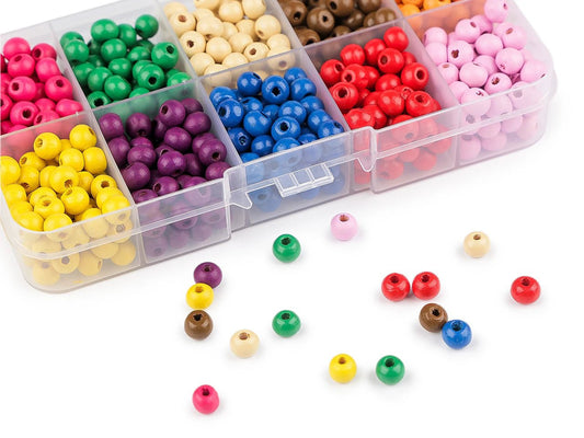 Attēls ar Koka pērlīšu komplekts kastītē (mix) – pieejams Šarlotes audumi