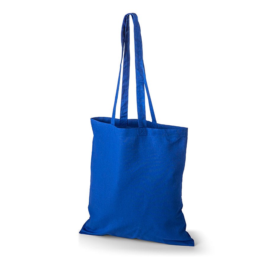 Attēls ar Kokvilnas auduma maisiņš ar garajiem rokturiem 38 x 42 cm 140 g/m² - rudzupuķu zils – pieejams Šarlotes audumi