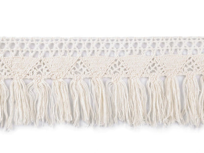 Image of cotton fringe with lace – 70 mm, ecru – available at Šarlotes audumi