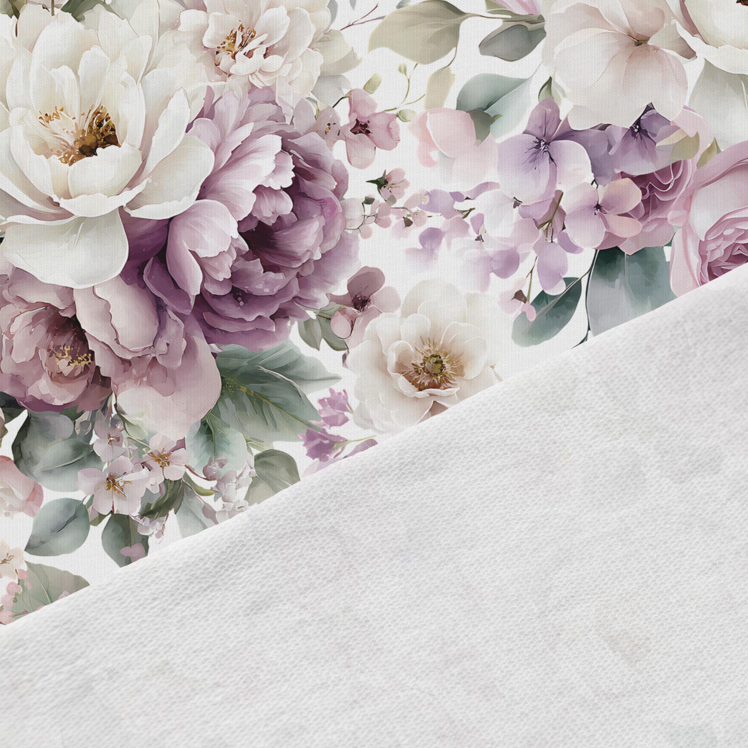 Attēls ar Kokvilnas cilpiņtrikotāža - akvareļu peoniju dārzs 250 g/m² – pieejams Šarlotes audumi
