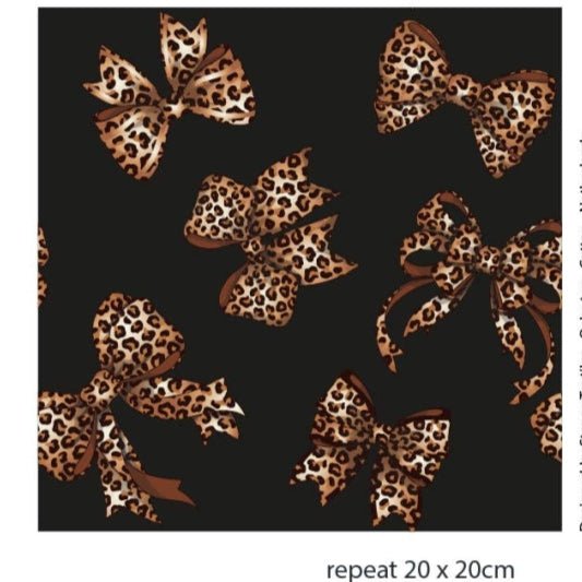 Attēls ar Kokvilnas cilpiņtrikotāža ar siltinājumu - leoparda bantes 250 g/m² – pieejams Šarlotes audumi