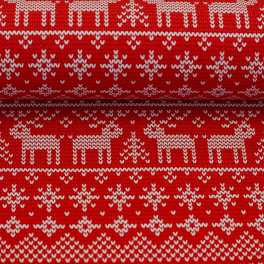 Bild mit Baumwoll-Loop-Strick mit wärmender Innenseite – Weihnachtsmuster – online erhältlich bei Šarlotes audumi