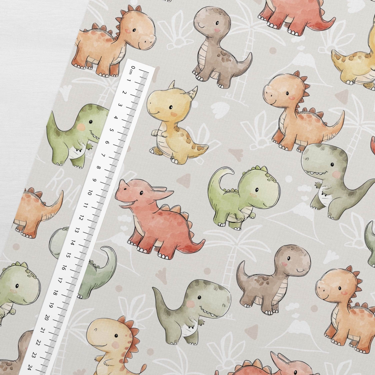 Image de jersey à boucle en coton - petits dinosaures sympathiques 250 g/m² – disponible chez Šarlotes audumi