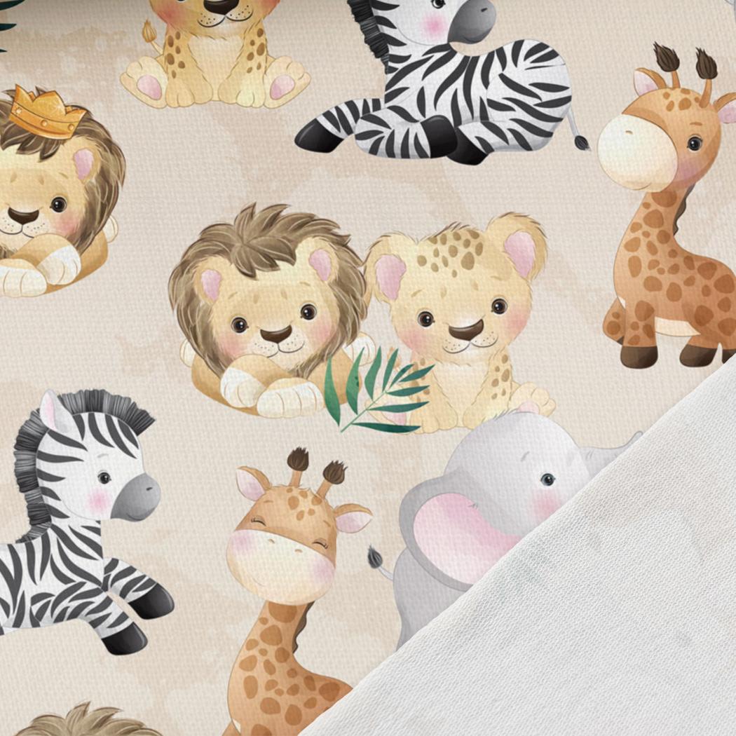 Kokvilnas cilpiņtrikotāža - džungļu mazuļi 250 g/m²