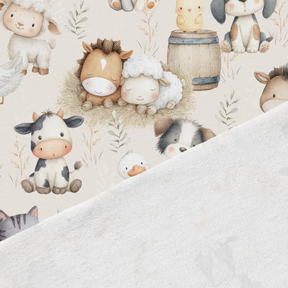 Image de jersey bouclé en coton - joyeuse bande d’amis de la ferme 250 g/m² | Design - 02 – disponible chez Šarlotes audumi