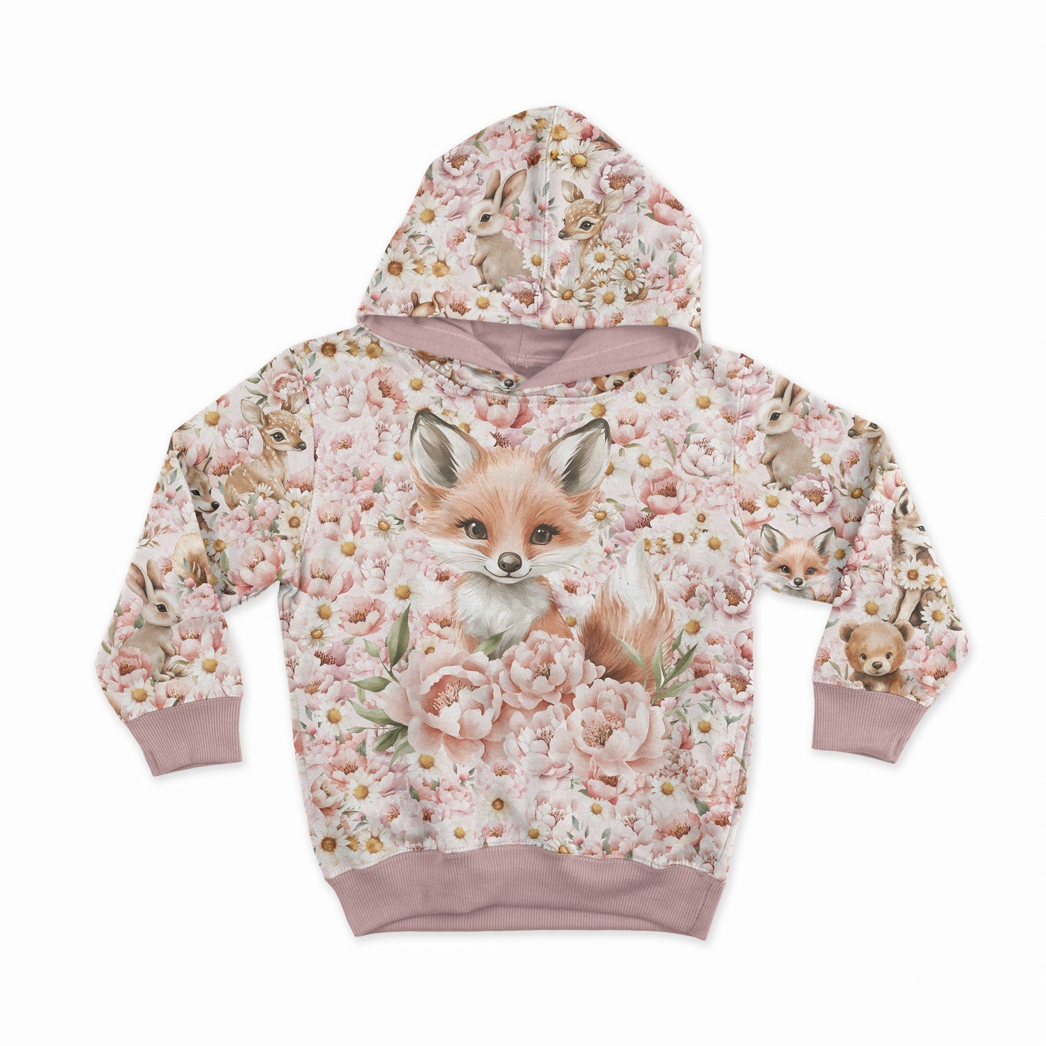 Image de tissu jersey bouclette en coton - marguerites et pivoines 250 g/m² | Design - 05 – disponible chez Šarlotes audumi