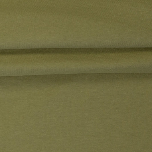 Image of cotton loopback jersey in pistachio green 230 g/m² – available online at Šarlotes audumi