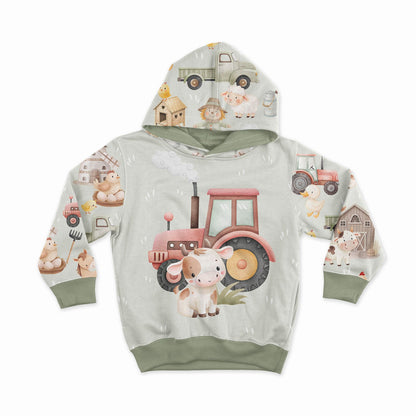 Image de tissu en coton jersey bouclé - vie à la ferme colorée 250 g/m² | Motif - 04 – disponible chez Šarlotes audumi
