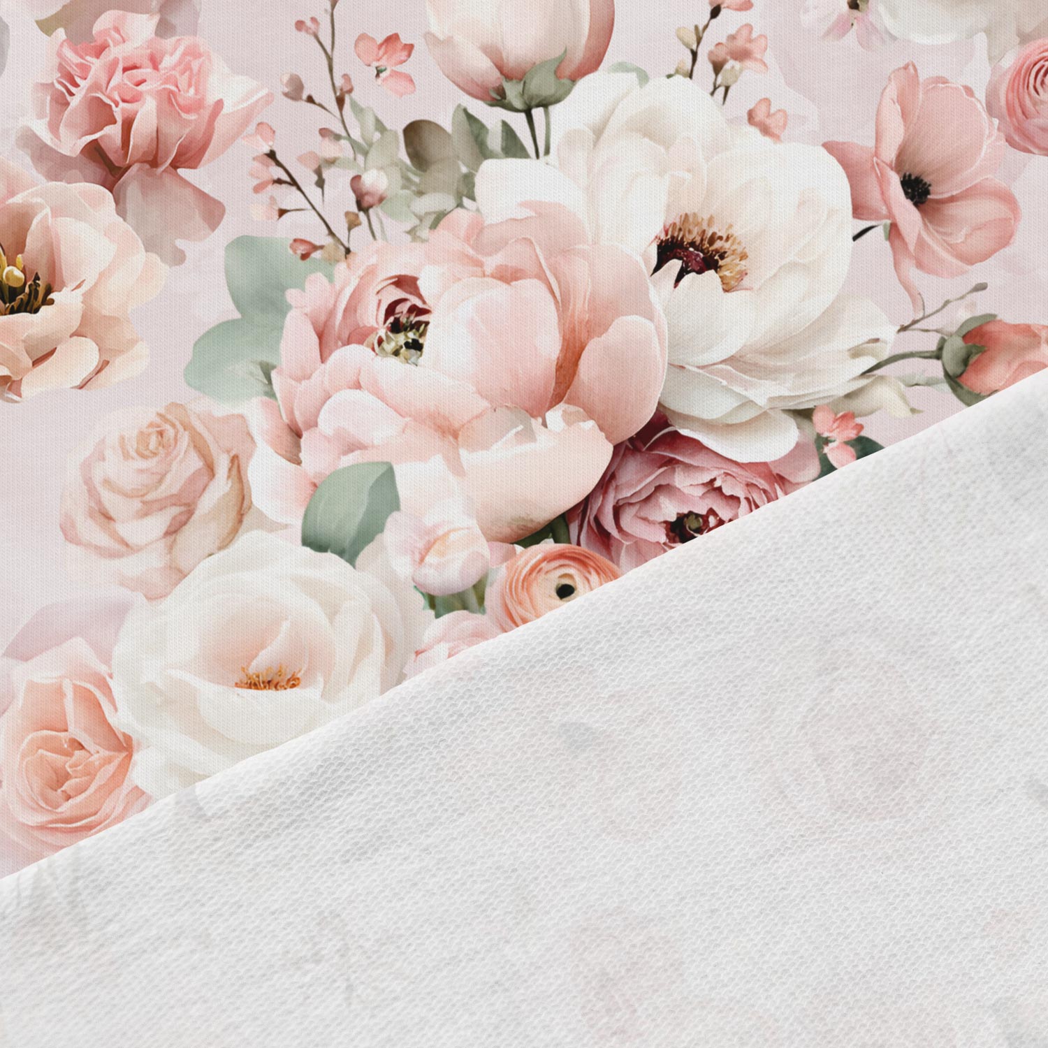 Image de tissu molletonné en coton - jardin de roses 250 g/m² – disponible chez Šarlotes audumi