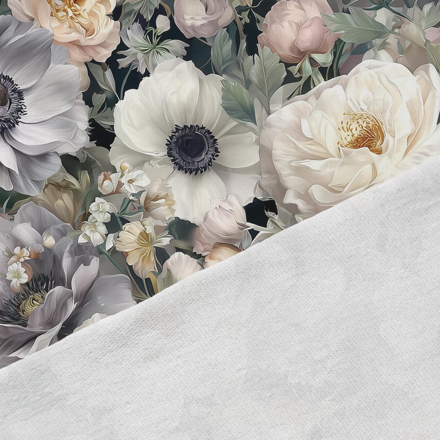 Attēls ar Kokvilnas cilpiņtrikotāža - Vintage Floral 250 g/m² – pieejams Šarlotes audumi