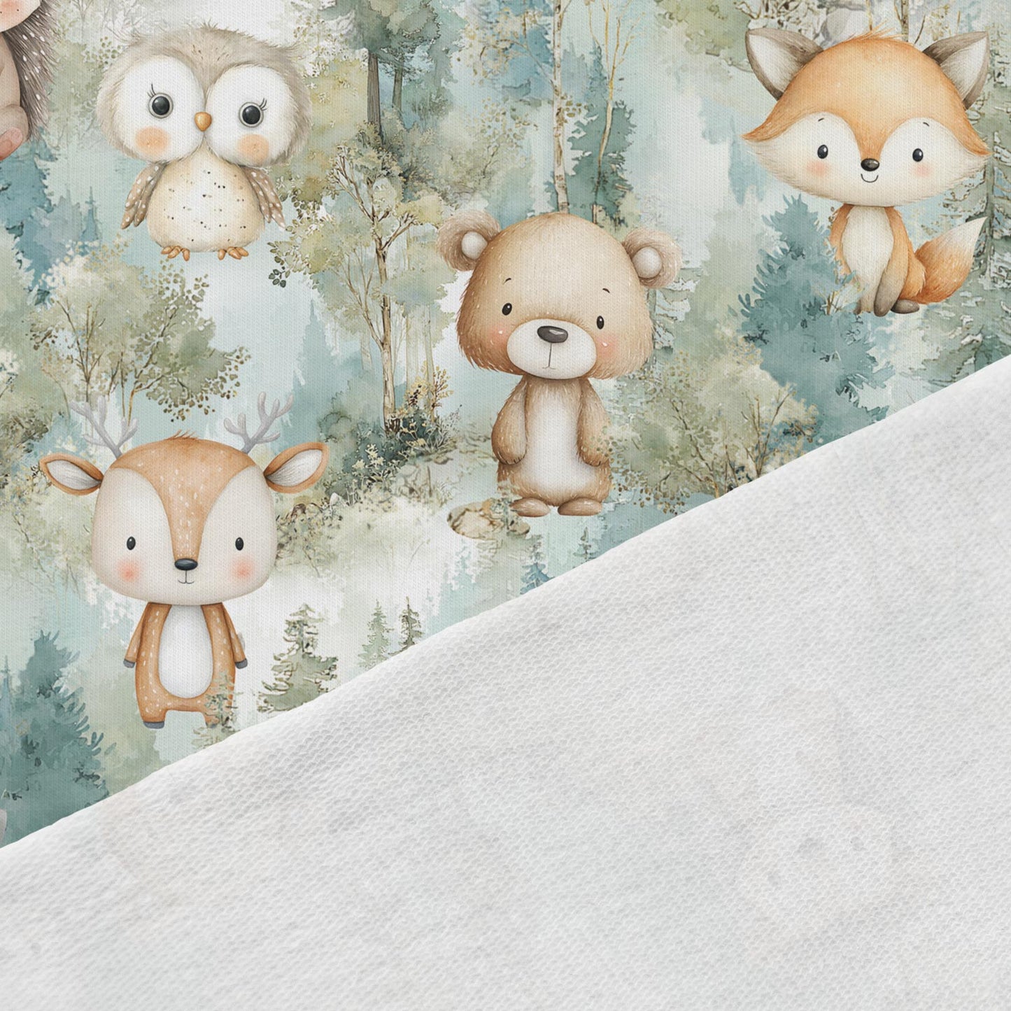 Image de maille bouclée en coton – amis de la forêt verte 250 g/m² | Design - 17 – disponible chez Šarlotes audumi