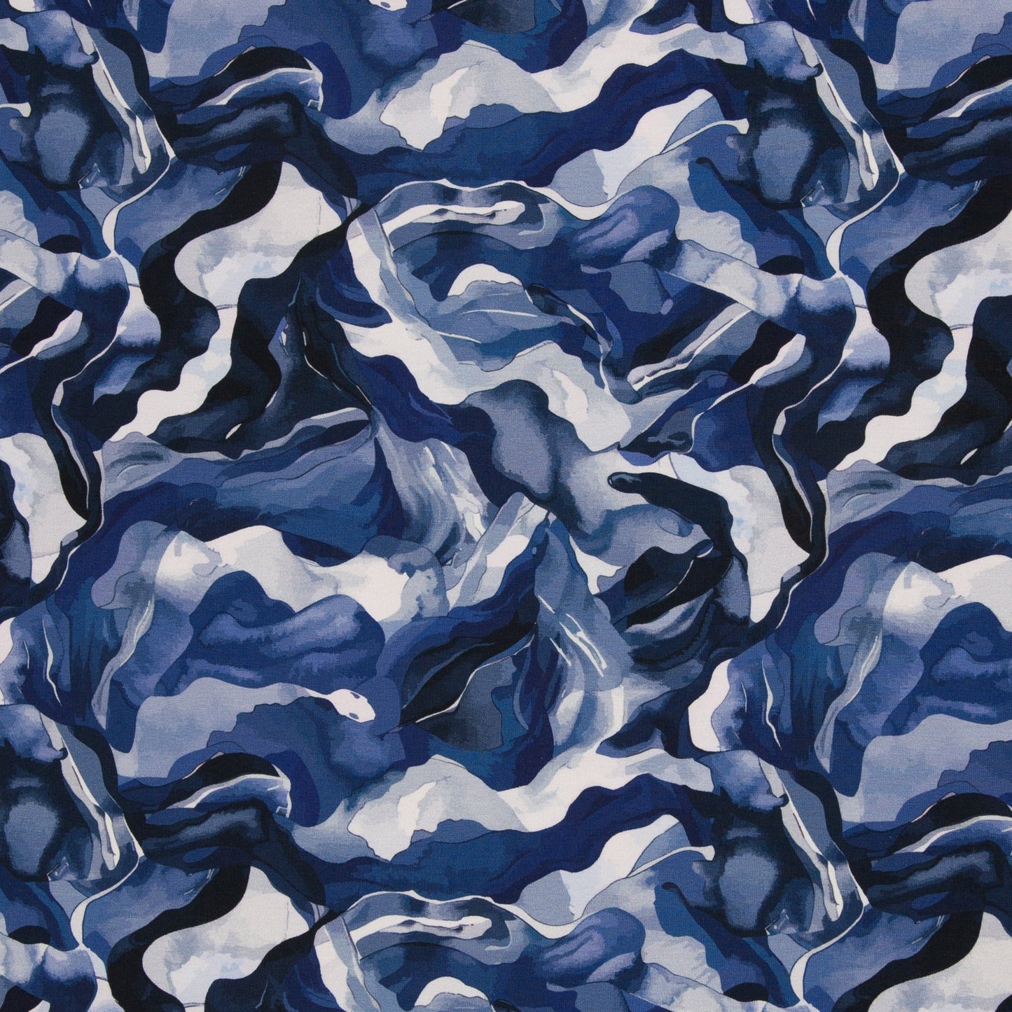 Attēls ar Kokvilnas cilpiņtrikotāža - zilo viļņu deja 245 g/m² – pieejams Šarlotes audumi