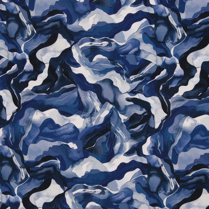Image en tissu éponge en coton - danse des vagues bleues 245 g/m² – disponible chez les tissus Charlotte